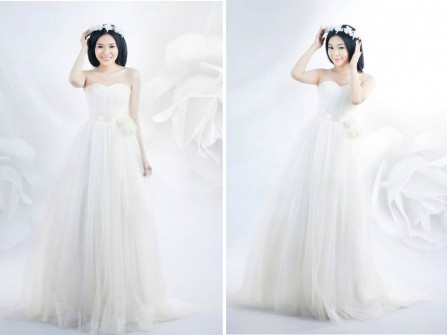 Cao Thái Hà diện áo cưới xinh như thiên thần 