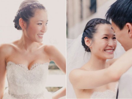 Kết hợp giữa tóc tết và váy cưới