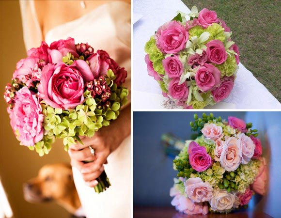 Hoa cưới cầm tay màu hồng số 17