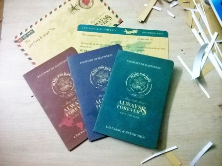 Thiệp cưới passport - vé máy bay - bao thư cổ độc, đẹp, rẻ