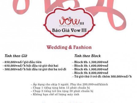 Bảng giá The Vow Wedding House III