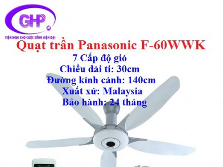 quạt trần panasonic F-60WWK quạt trần F-60WWK Sốc Gía Cực Sốc