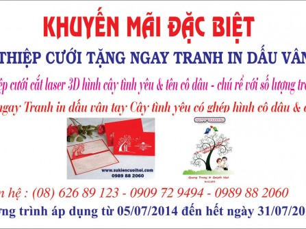 Khuyến mãi thiệp cưới Tháng 07/2014