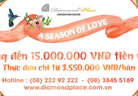 Tặng đến 15.000.000đ tiền mặt cho tiệc cưới tại Diamond Place