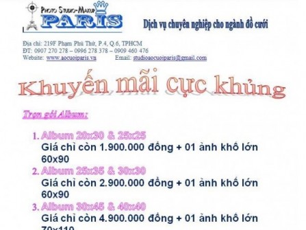 Siêu Khuyến mãi năm 2014 của áo cưới Paris