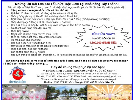 Những Ưu Đãi Lớn Khi Tổ Chức Tiệc Cưới Tại Nhà hàng Bến Hồ Palace