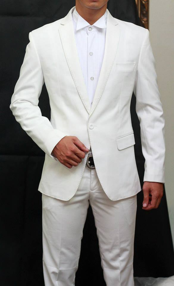Vest cưới trắng một nút cài cổ điển ve áo cách điệu
