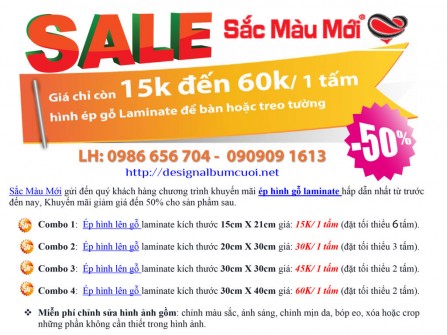 Hình ép gỗ lamina giá chỉ 15k/1 tấm (Khuyến mãi lớn 2015)