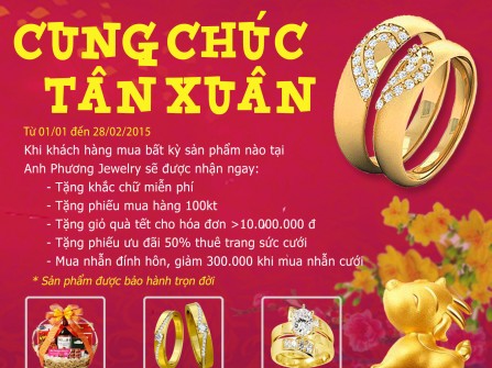 Khuyến mãi khủng khi mua nhẫn cưới, trang sức cưới Tết Ât Mùi 2015