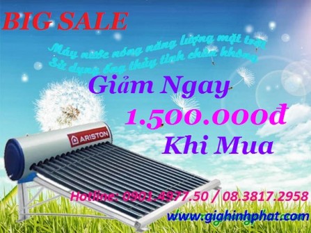 BIG SALE máy nước nóng, máy năng lượng mặt trời Ariston Giảm Sốc tới 1.500.000đ Mua Ngay Kẻo hết đến 29/9/2015