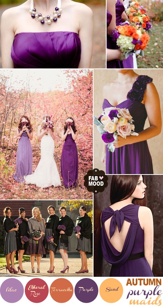 Váy phụ dâu màu tím và cách kết hợp màu sắc