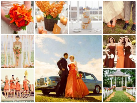 Theme cưới màu cam nâu ấm áp phong cách mùa thu