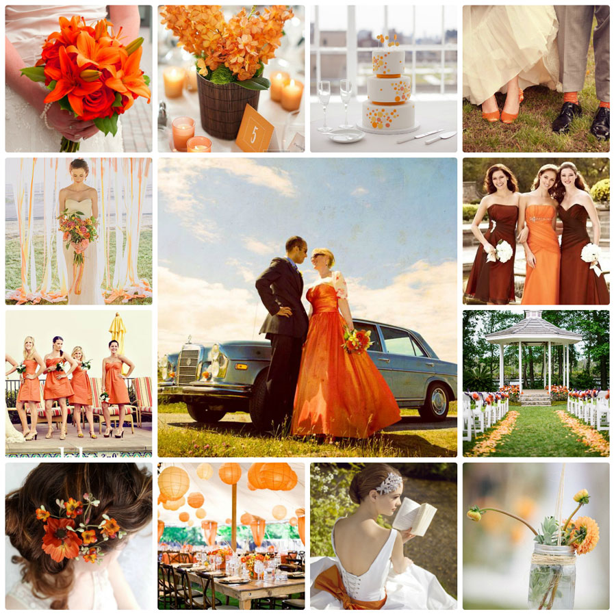 Theme cưới màu cam nâu ấm áp phong cách mùa thu