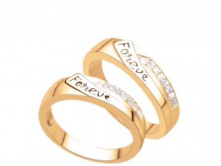 Nhẫn cưới đẹp đính đá tinh tế và khắc chữ "forever"