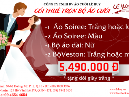 Trọn bộ áo cưới Lê Huy chỉ với 5.490.000 đồng
