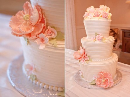 Bánh cưới đẹp đơn giản kết hoa đường màu hồng tinh tế