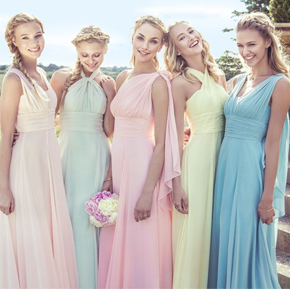 Váy phụ dâu dáng dài nhiều kiểu, sắc màu pastel ngọt ngào