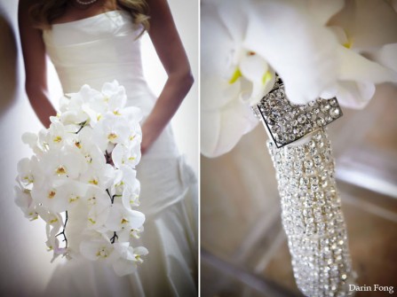 Hoa cầm tay cô dâu kết từ hoa phong lan trắng sang trọng
