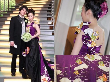 Độc đáo váy cưới làm từ vải kimono cũ
