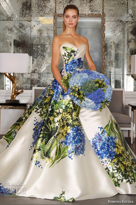 Váy cưới đẹp hình cẩm tú cầu trên nền vải cotton silk
