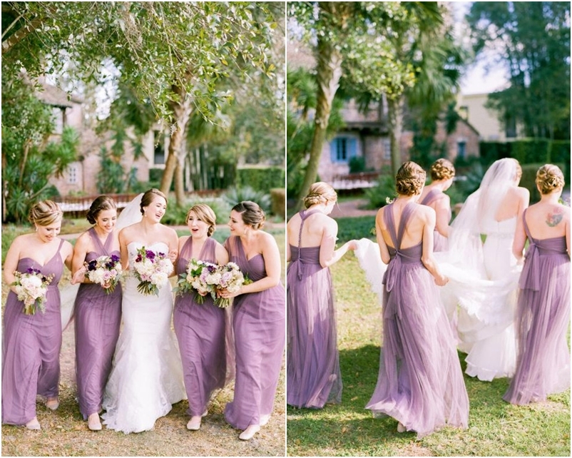 Váy phụ dâu màu tím violet chất voan mềm mại