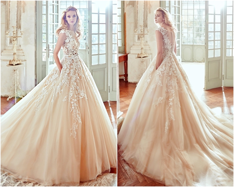 Váy cưới đẹp phong cách công chúa chất voan đính hoa ren nổi
