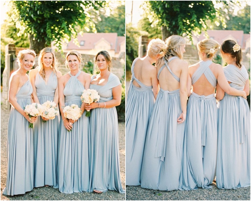 Đầm phụ dâu đẹp màu xanh "biến hóa" nhiều kiểu dáng