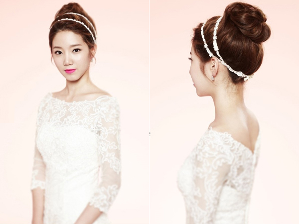 Tóc cô dâu đẹp bới cao phong cách Hàn Quốc