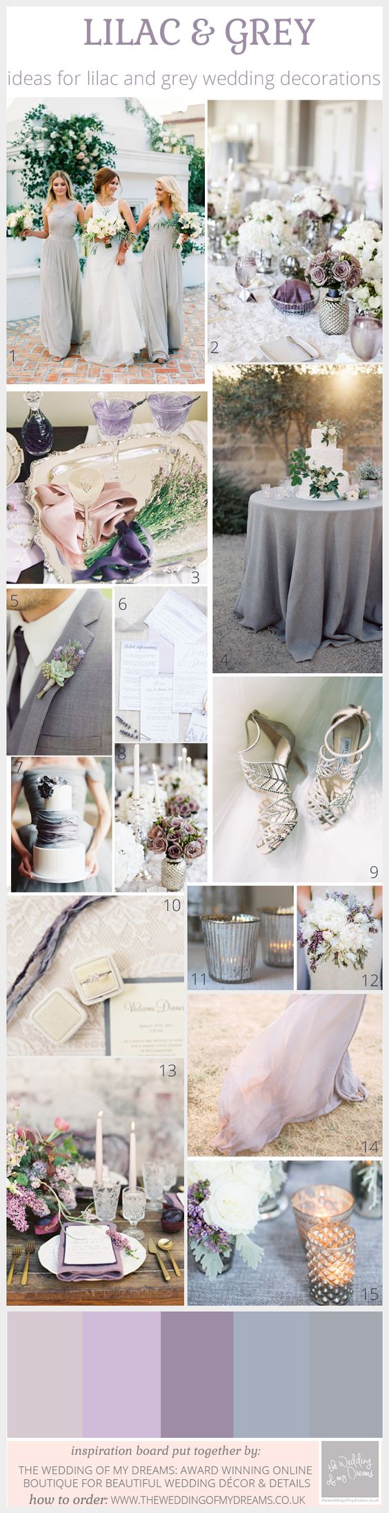 Theme cưới đẹp và lãng mạn màu xám bạc kết hợp cùng tím lilac