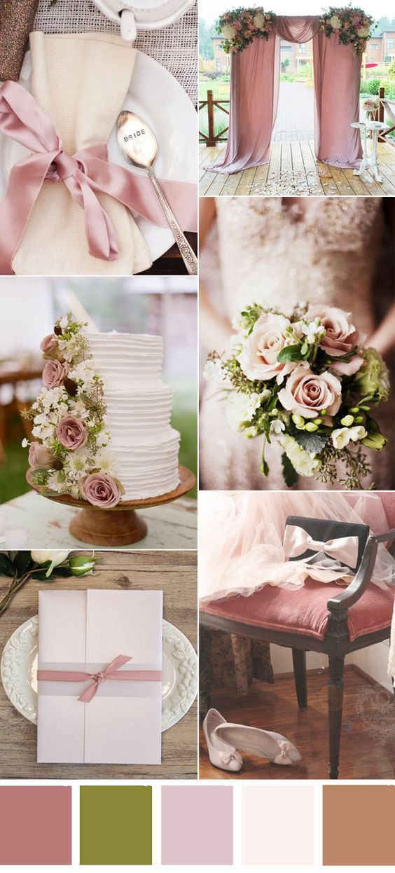 Lãng mạn với theme cưới đẹp kết hợp sắc hồng và xanh Greenery