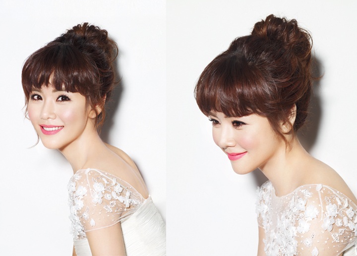 Trang điểm cô dâu nhẹ nhàng kiểu Hàn với bờ môi đỏ quyến rũ