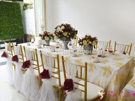 Cho thuê bàn ghế tiệc đám cưới, bàn hai họ lễ gia tiên ngày cưới đẹp sang trọng