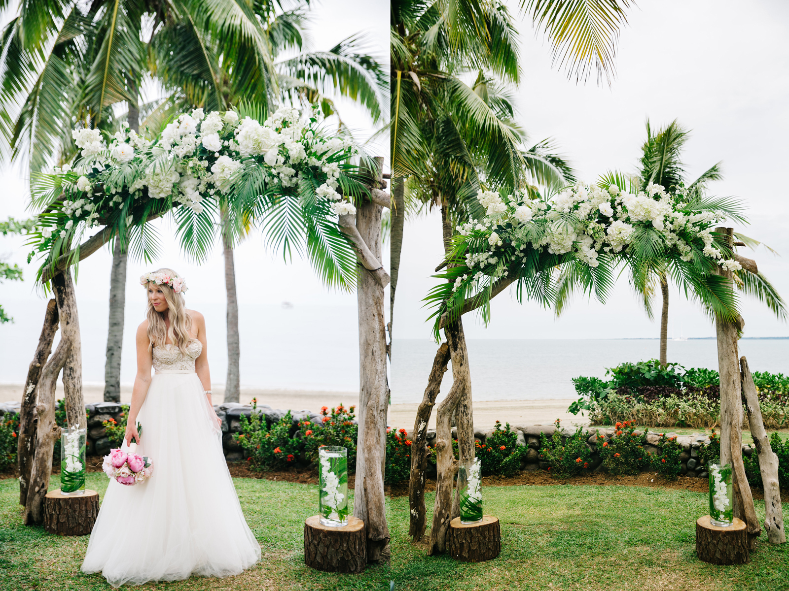 cổng đám cưới đẹp từ lá dừa và cọ