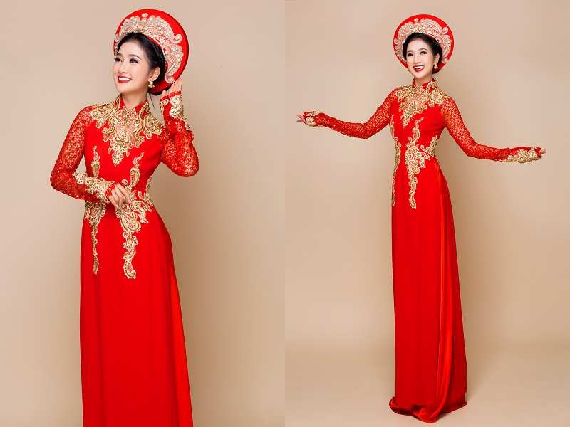 Tham khảo nhanh 3 thiết kế áo dài cưới mang sắc màu truyền thống từ thương hiệu áo dài Minh Châu dưới sự thể hiện đầy cuốn hút của người đẹp Quỳnh Lam.