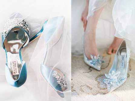 Giày cô dâu đẹp tông xanh thiên thanh dịu ngọt cho mùa Hè