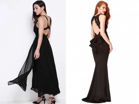 Váy màu đen đẹp: Thiết kế maxi hở lưng quyến rũ