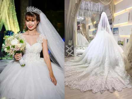 Đám cưới Khởi My: Cận cảnh chiếc váy cưới đính 8.000 viên pha lê