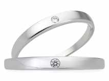 Bộ nhẫn cưới PNJ chung đôi vàng trắng 14K đính kim cương