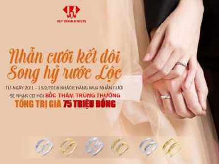 Nhẫn cưới kết đôi - Song hỷ rước lộc - Huy Thanh Jewelry tại Đà Nẵng