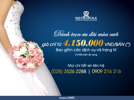 Ưu đãi mùa cưới - Giá chỉ từ 4.150.000VND/bàn