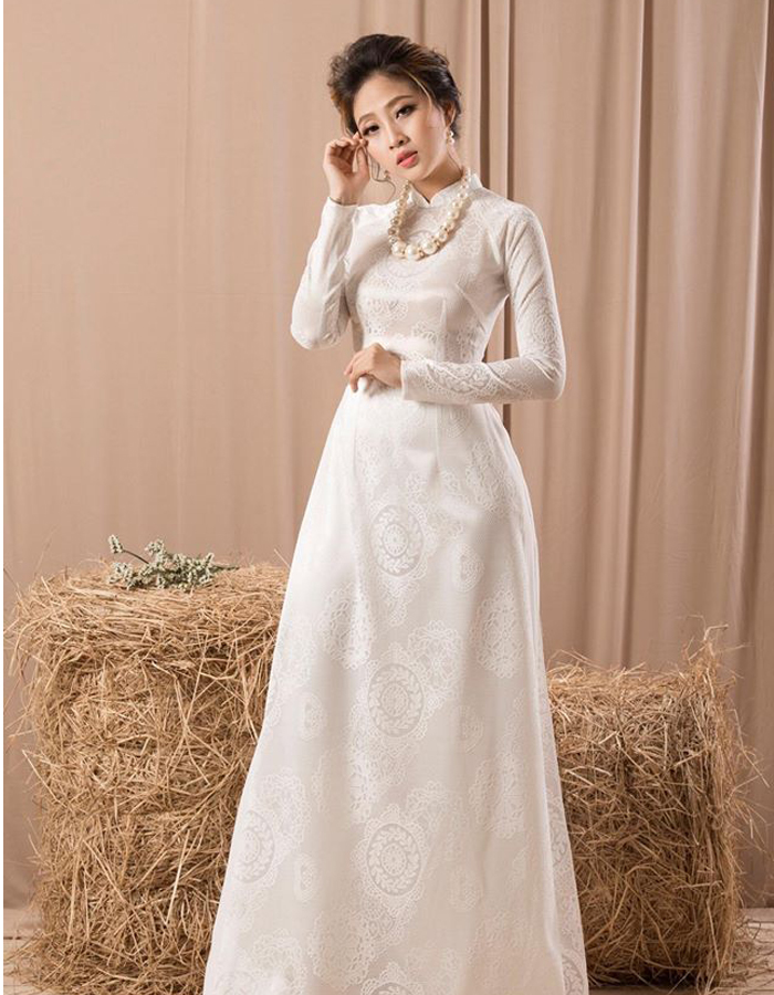 Áo dài cưới gấm trắng - nét đẹp truyền thống và sang trọng cho cô dâu Marry