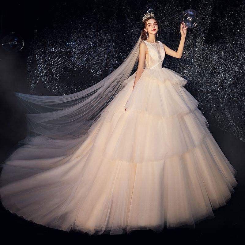 Váy cưới đơn giản sang trọng công chúa Marry