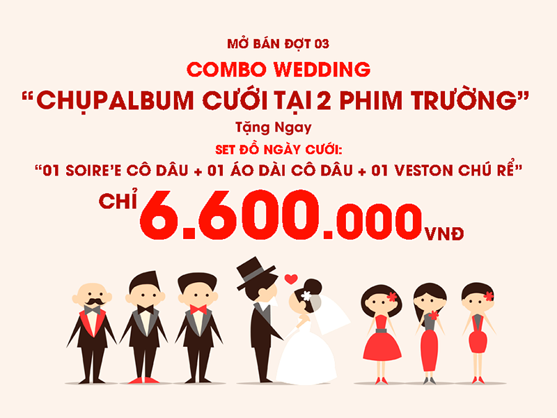 Trọn gói Album cưới chụp cùng lúc tại 02 Phim trường "Hot" nhất 1